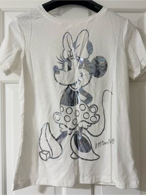 Disney White Short-Sleeve Tee with Iridescent Character Graphic
